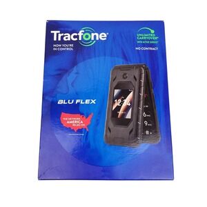 Tracfone Blu Flex B300V Flip Phone Black Open Box Basic Cell Phone